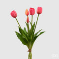 Mazzo 31 cm 5 tulipani fucsia