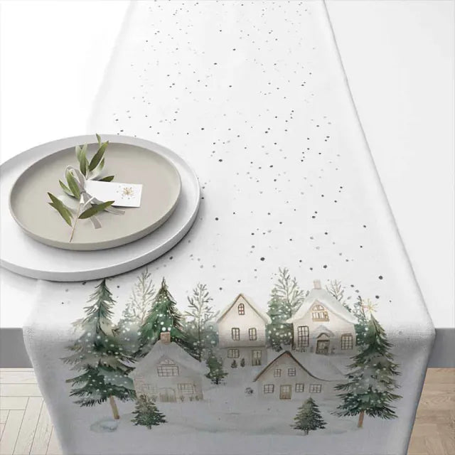 Runner da tavola fantasia case innevate