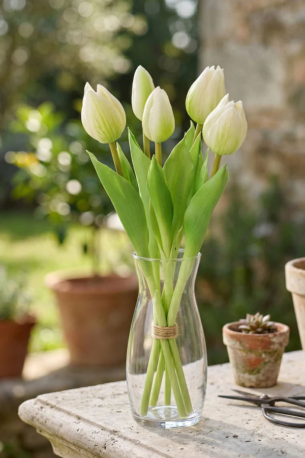 Mercury Mazzo 5 Tulipani in Gomma per decorazione ambienti h 31 cm bianco