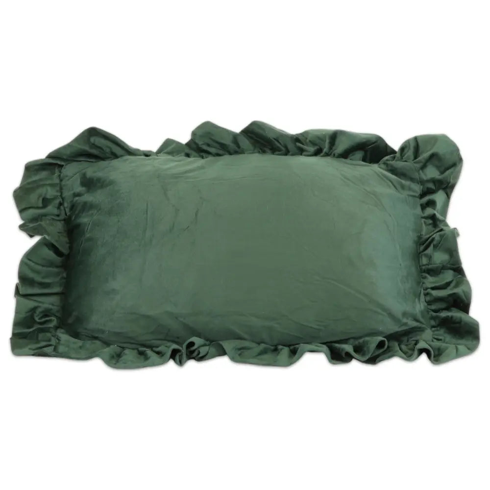 Cuscino Imbottito Volant Lina Velluto Verde 30 x 50