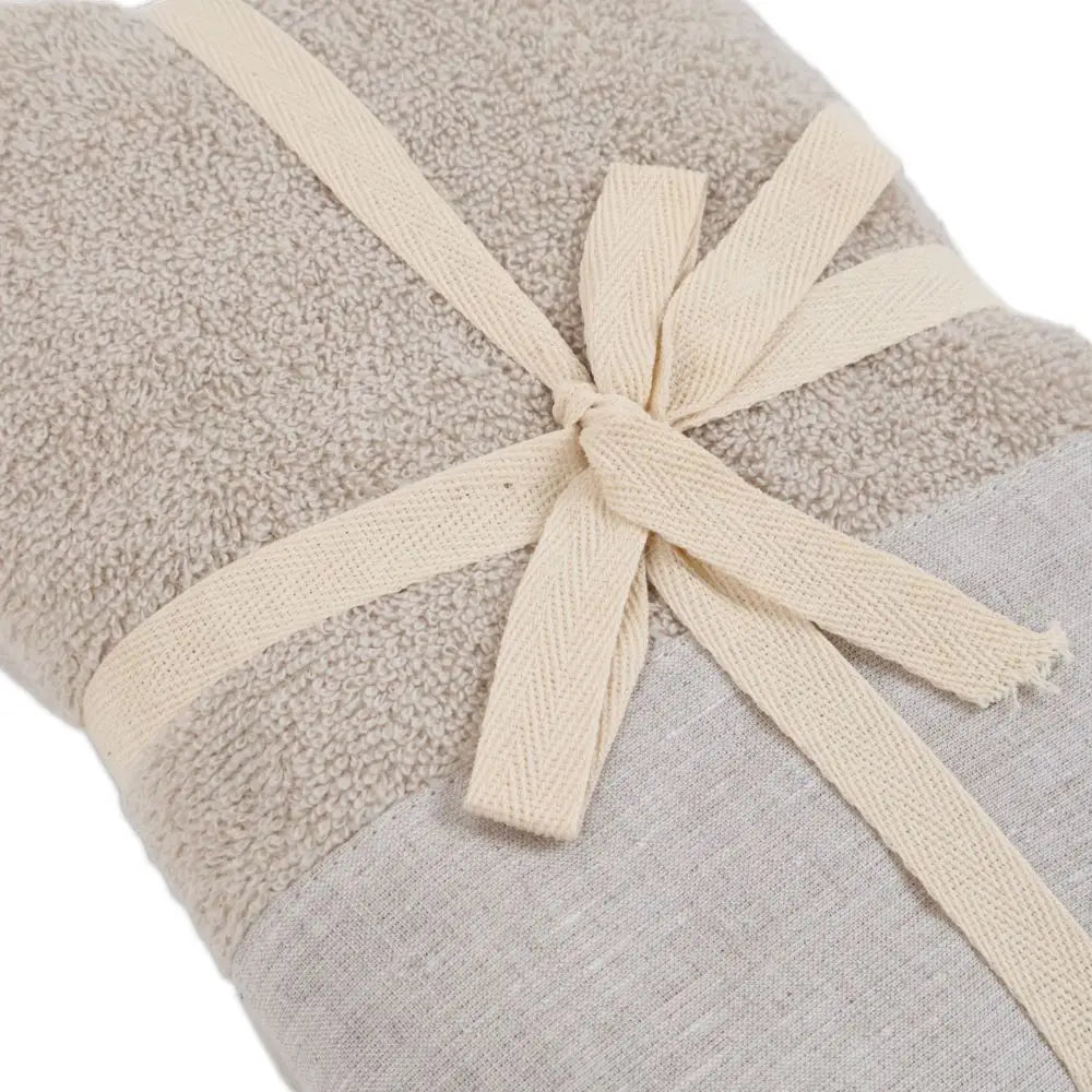 Coppia Asciugamani Natural Lino Tortora