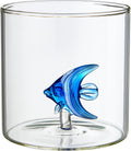 BICCHIERE SINGOLO ACQUA PESCE VETRO BOROSILICATO