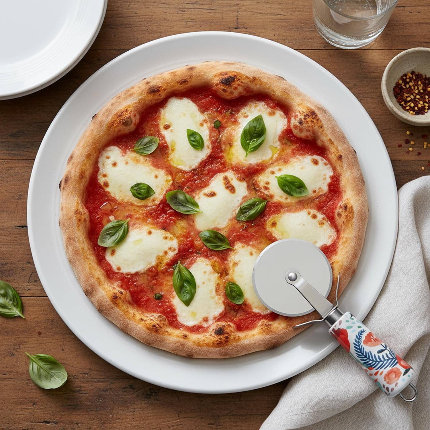 PAPAVERI ROTELLA TAGLIAPIZZA MANICO IN PORCELLANA