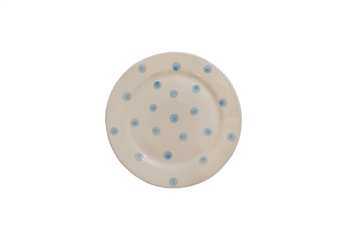 Piatto da dessert in ceramica con pois blu, 20 cm, Isabelle Rose