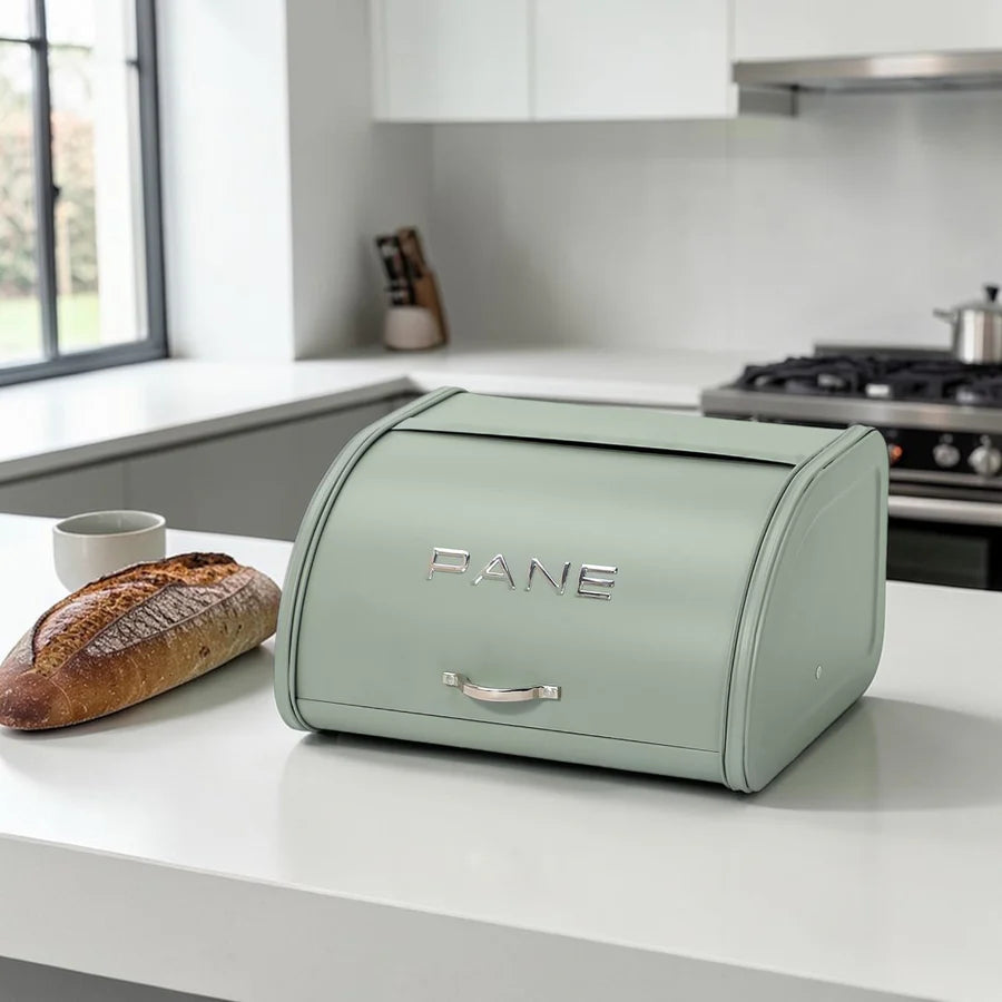Kitchen Portapane in Metallo Verde Salvia 30x26x17 cm - Montemaggi
