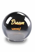 Lampada sfera in vetro specchiato con scritta a luce led 3d