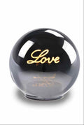 Lampada sfera in vetro specchiato con scritta a luce led 3d