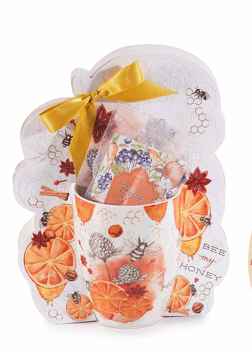 Infuso per tisana 40g in tazza porcellana tema miele