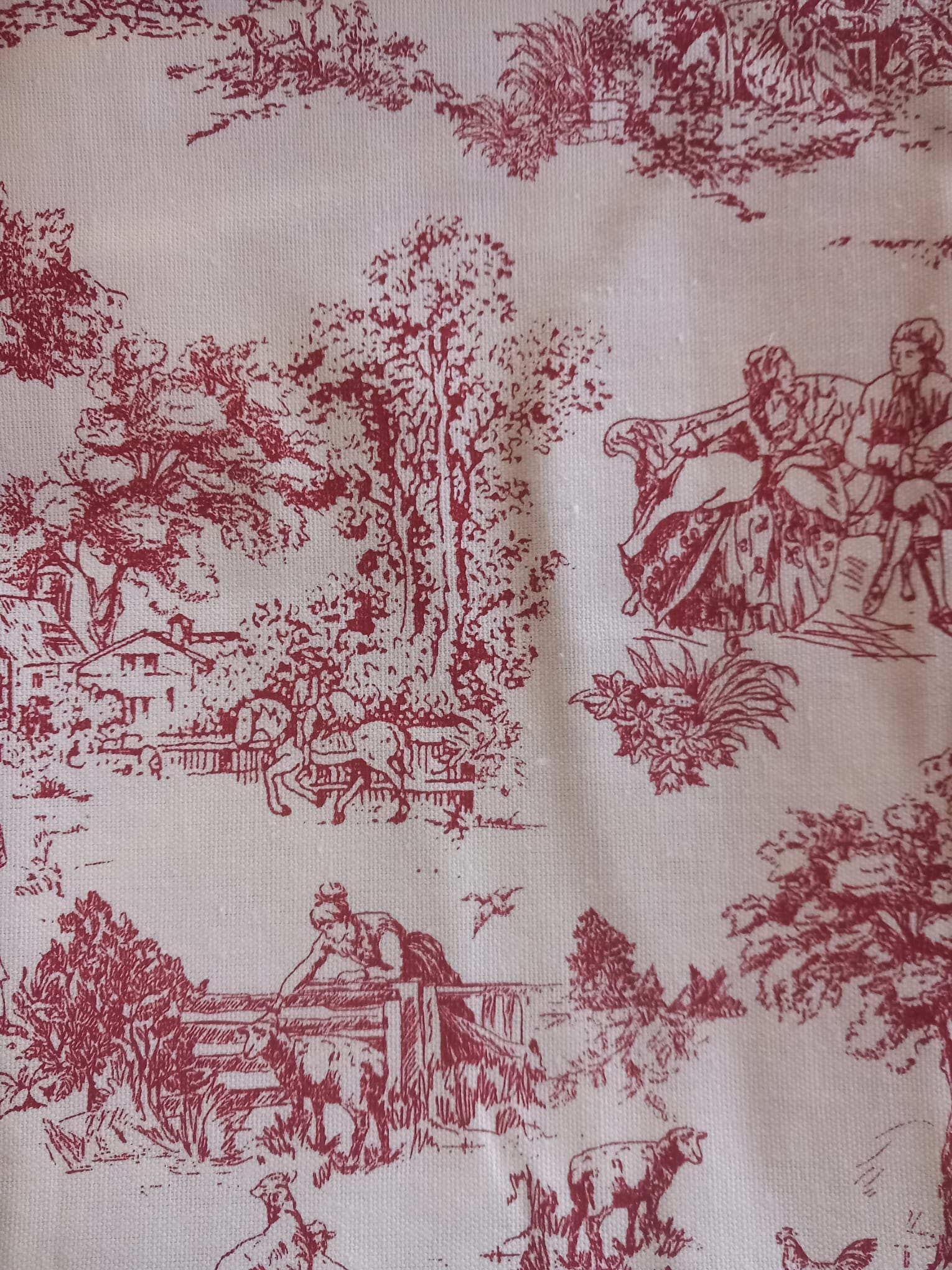Tovaglia toile de jouis 12 posti rossa