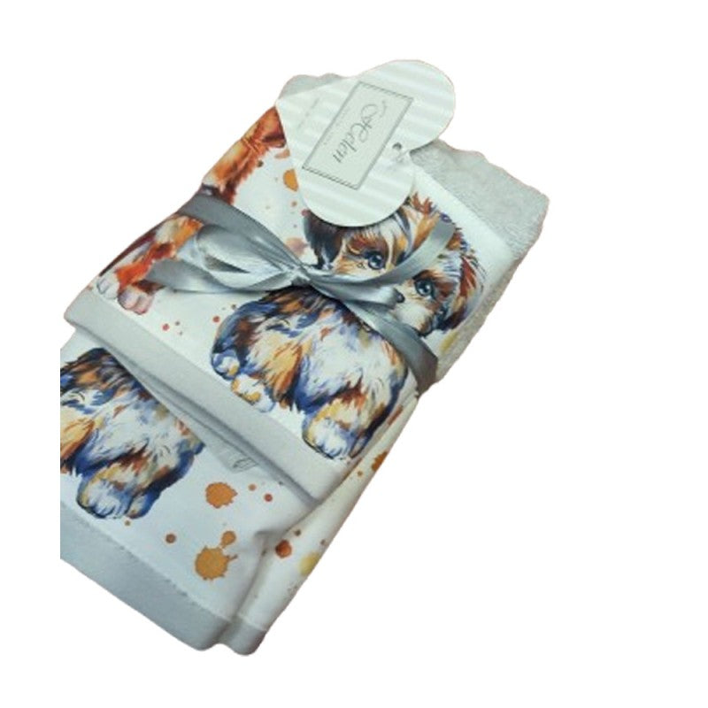 COPPIA SPUGNA ASCIUGAMANO + OSPITE DIGITALE CANI DOG HELEN