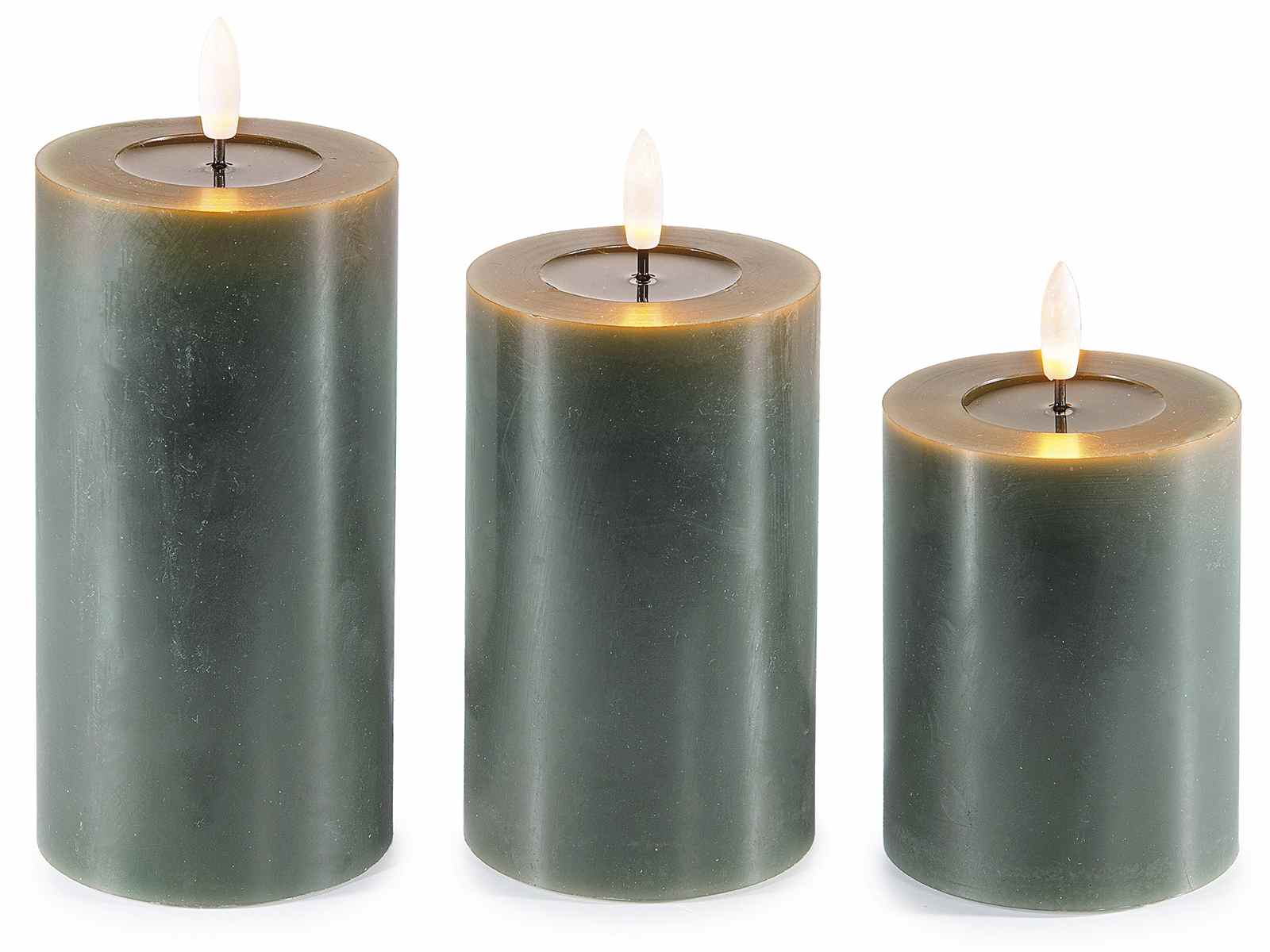 Set 3 candele elettroniche in cera con fiamma fissa a led