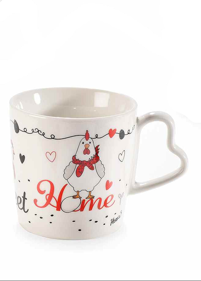 Tazza in porcellana da 350 ml gallinella con manico a cuore