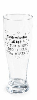 Bicchiere birra in vetro 430 ml con scritte e design birra