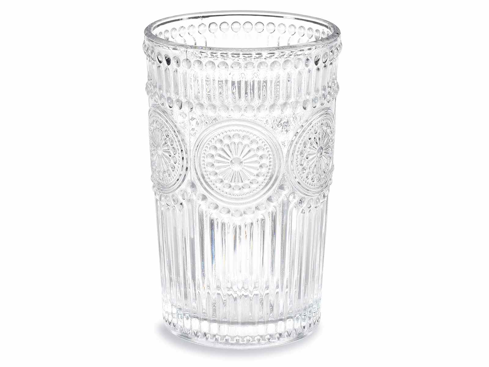 Bicchiere in vetro trasparente lavorato 350 ml