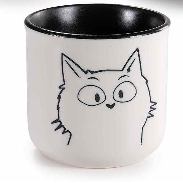 Bicchierino / tazzina caffè porcellana 80ml con gatto inciso