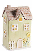 Casetta in ceramica con decori in rilievo e luci led