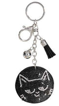 Charm / portachiavi faccia gatto con strass e pendenti