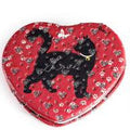 Specchietto da borsetta doppio a cuore con gatti e strass