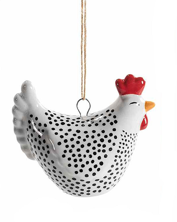 Gallinella decorativa in ceramica colorata da appendere