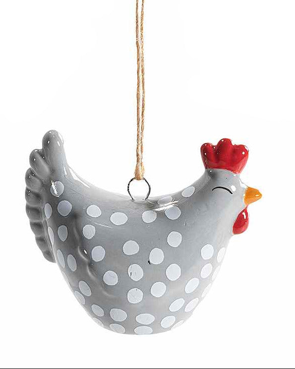 Gallinella decorativa in ceramica colorata da appendere