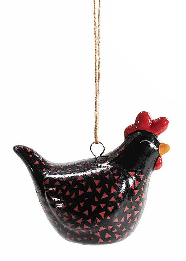 Gallinella decorativa in ceramica colorata da appendere