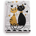 Magnete / calamita in ceramica con decori gatti in rilievo
