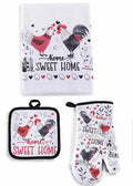 Set tessili cucina con guanto, presina, asciugapiatti cotone