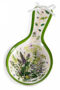 Poggiamestolo in ceramica decori erbe aromatiche e fiocco