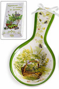 Poggiamestolo in ceramica decori erbe aromatiche e fiocco