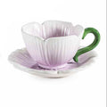 Tazza in ceramica alimentare 140 ml a fiore con piattino