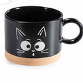Tazza in ceramica da 300 ml con manico e gatto inciso