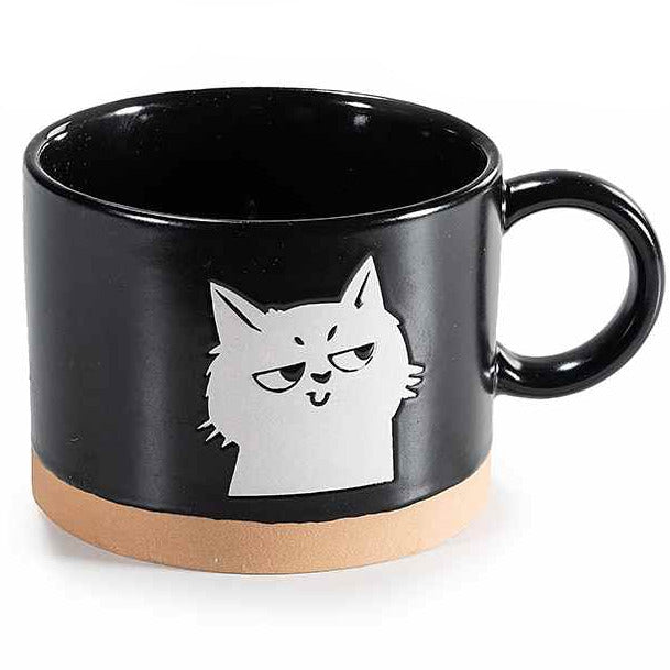 Tazza in ceramica da 300 ml con manico e gatto inciso