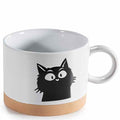 Tazza in ceramica da 300 ml con manico e gatto inciso