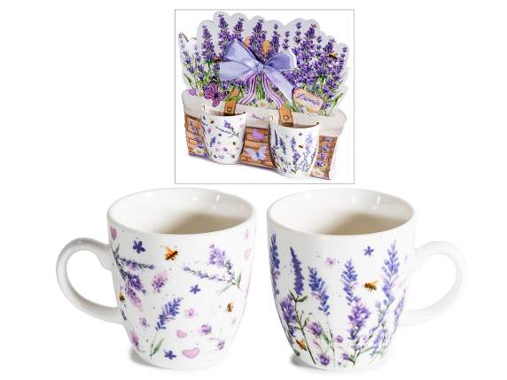 Set 2 tazzine in porcellana 70 ml con decori lavanda