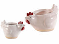 Set 2 vasi a gallinella in ceramica con dettagli in rilievo