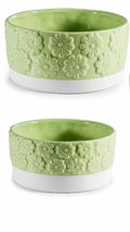 Set 2 vasi ceramica colorata con fiori in rilievo