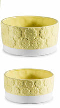 Set 2 vasi ceramica colorata con fiori in rilievo