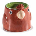 Vaso in ceramica colorata lucida con volto di pappagallo