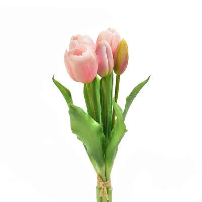 Mercury Mazzo 5 Tulipani in Gomma per decorazione ambienti h 31 cm rosa