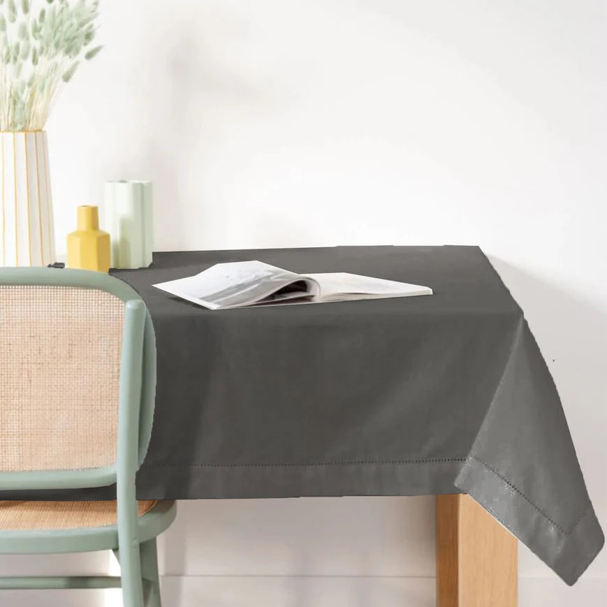 Tovaglia rettangolare in cotone colorato grigio antracite 140x180