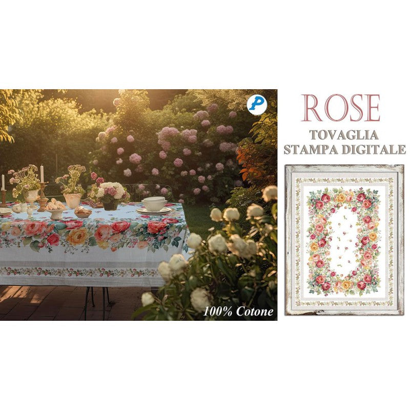 TOVAGLIA COTONE DIGITALE ROSE PEZZOLI
