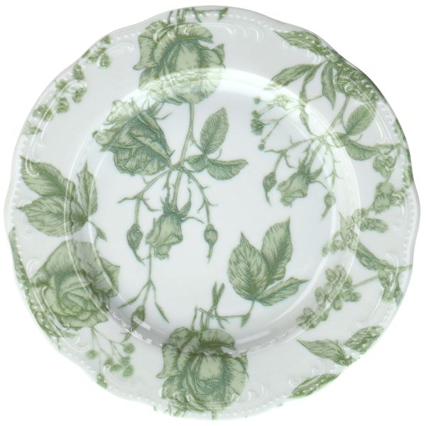 Piatto Dessert Cm 22 Green Roses Porcellana Verde Linea Vecchio Vienna